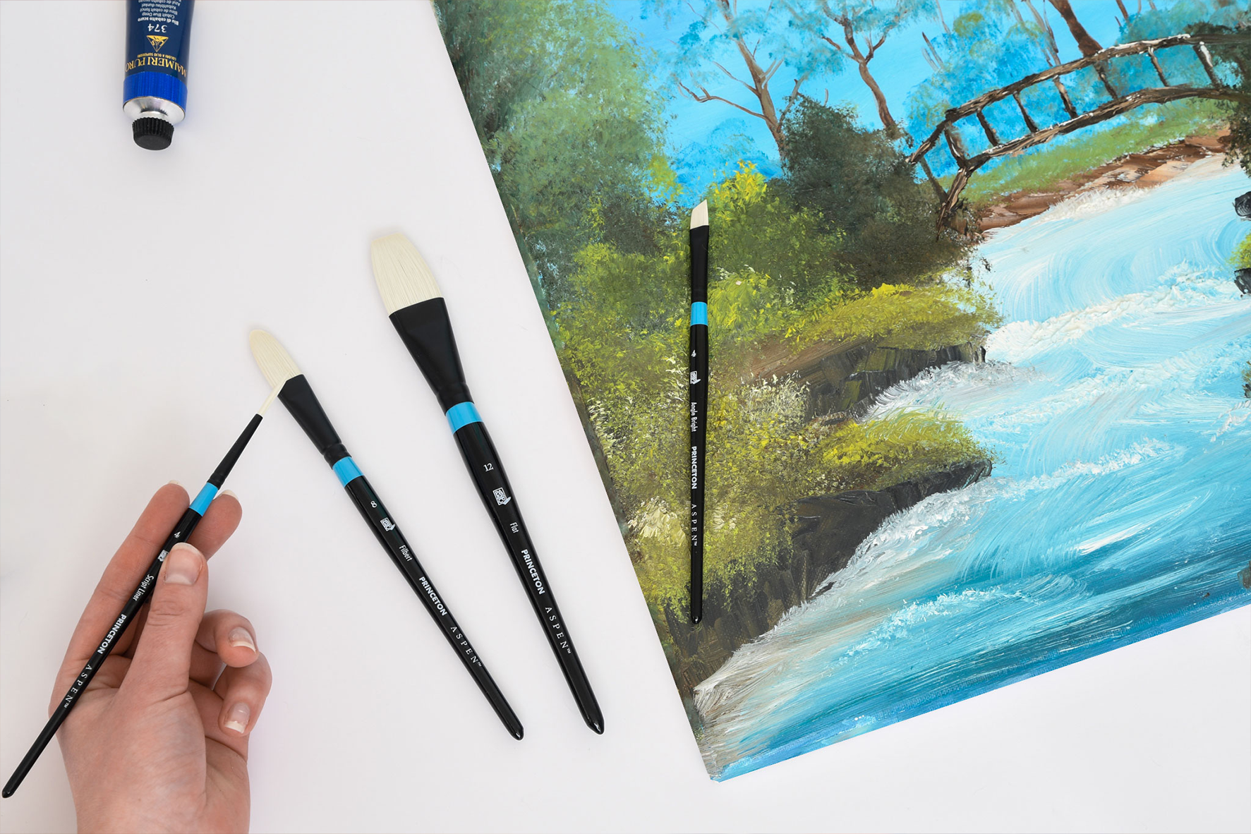 Aspen Short Handle Brushes for Acrylic and Oil Painting